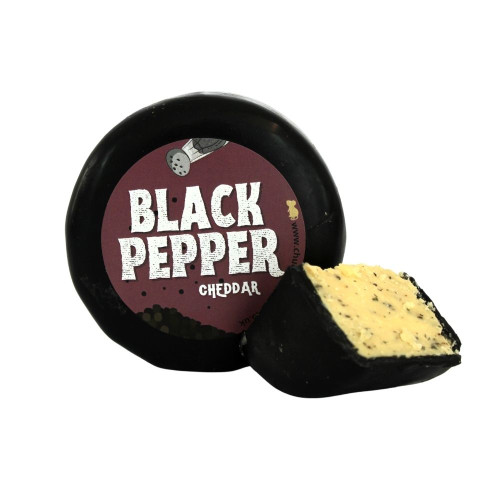 Cracked Black Pepper Cheddar - Waxed Cheese Truckle 200g